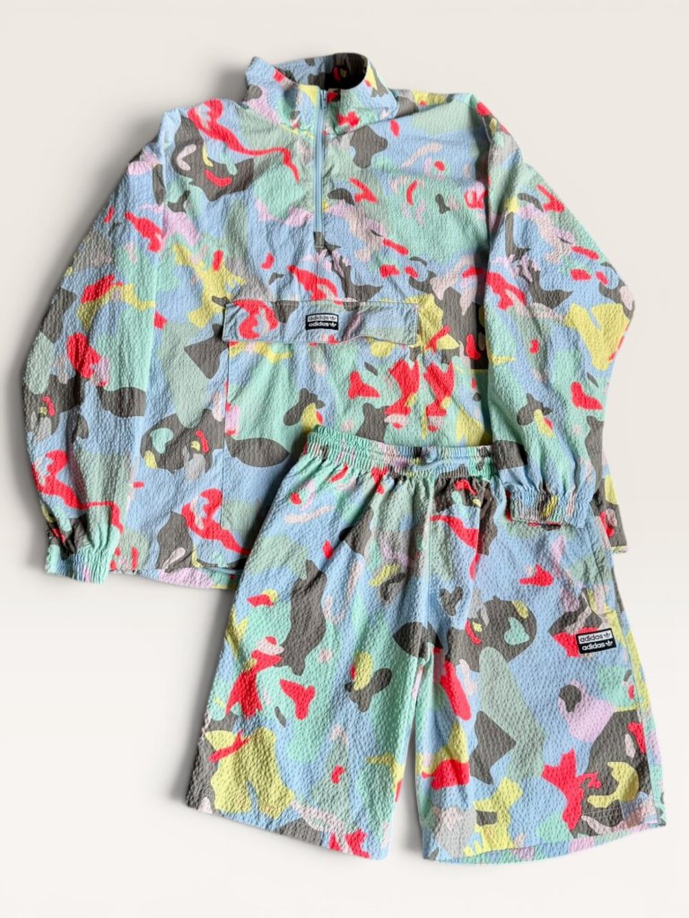 Adidas Originals RYV Anorak Camo Set Seersucker Windbreaker + Shorts Gorpcore - Picture 1 of 8